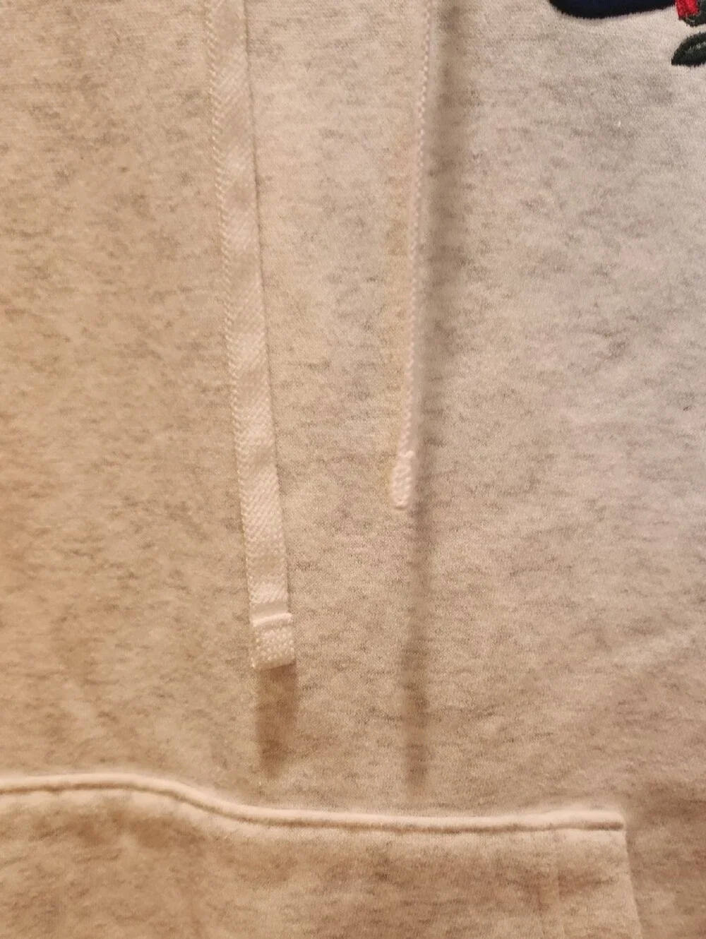 Nike Light Heather Gray Pullover Hoodie with Red Rose Embroidery